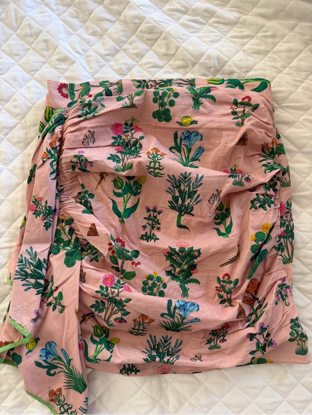 RHODE Pink Floral Botanical Wrap Mini Skirt